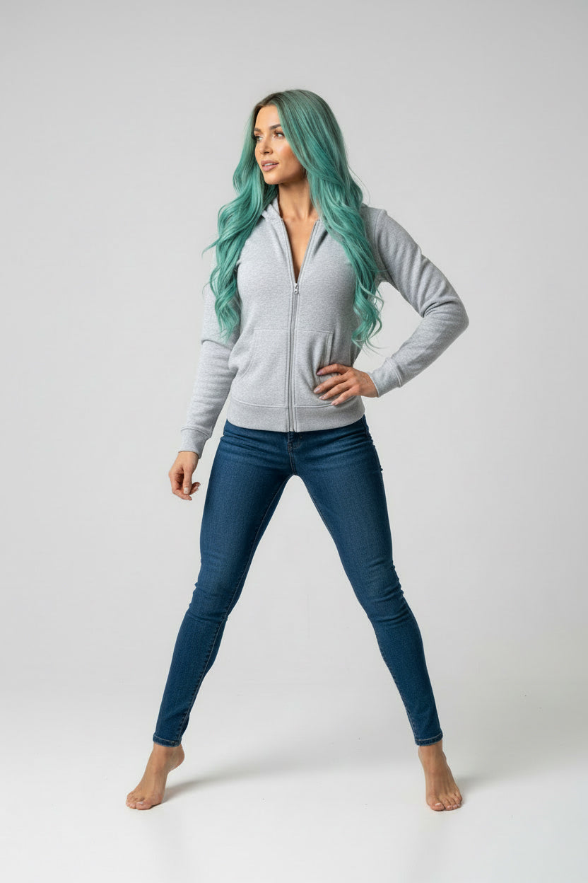 Rostock 'ROZTOC' Bio Zip Hoodie Damen weiß meliert