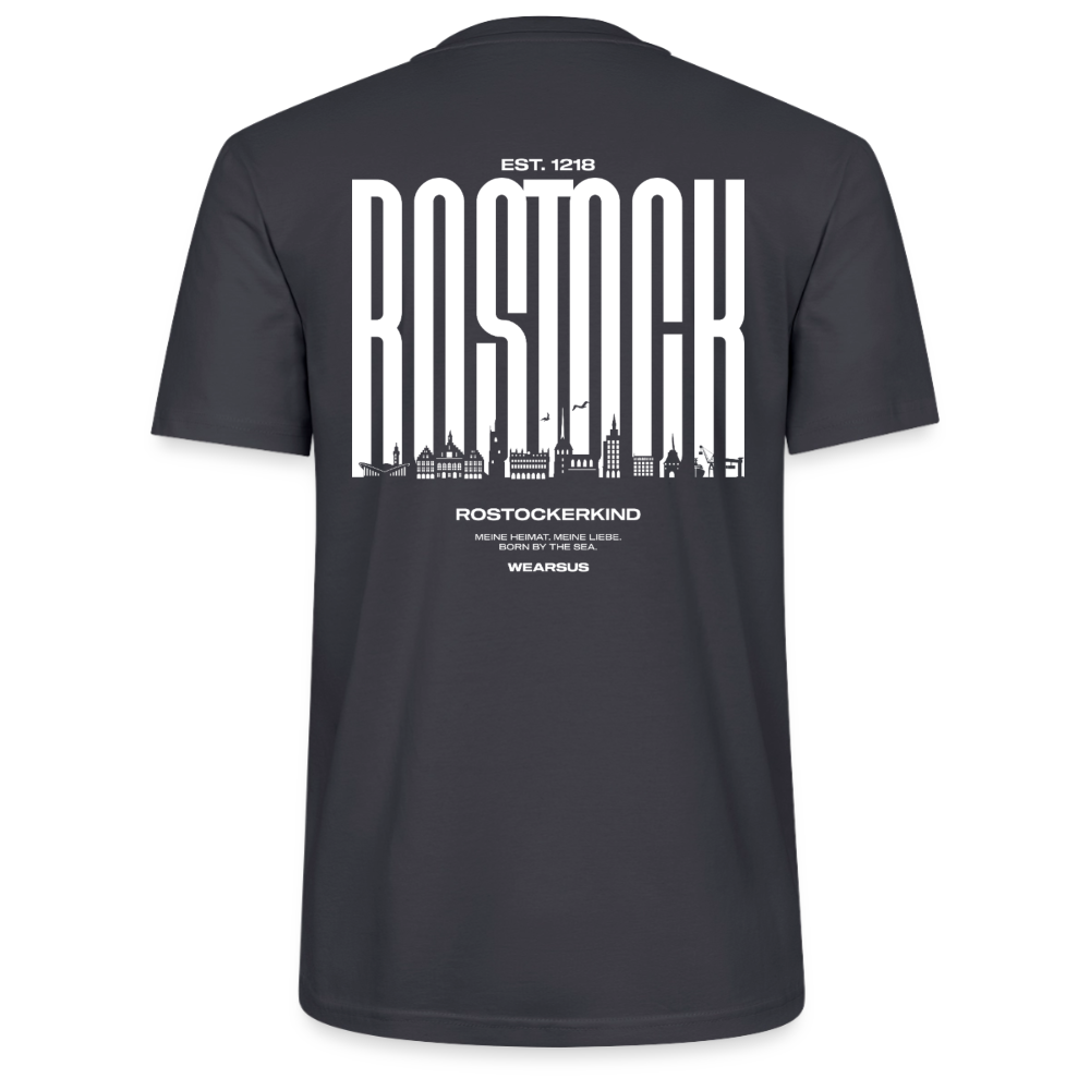 Rostock 'Rostockerkind' Bio T-Shirt Unisex Back Print Farbe - Dunkles Graublau