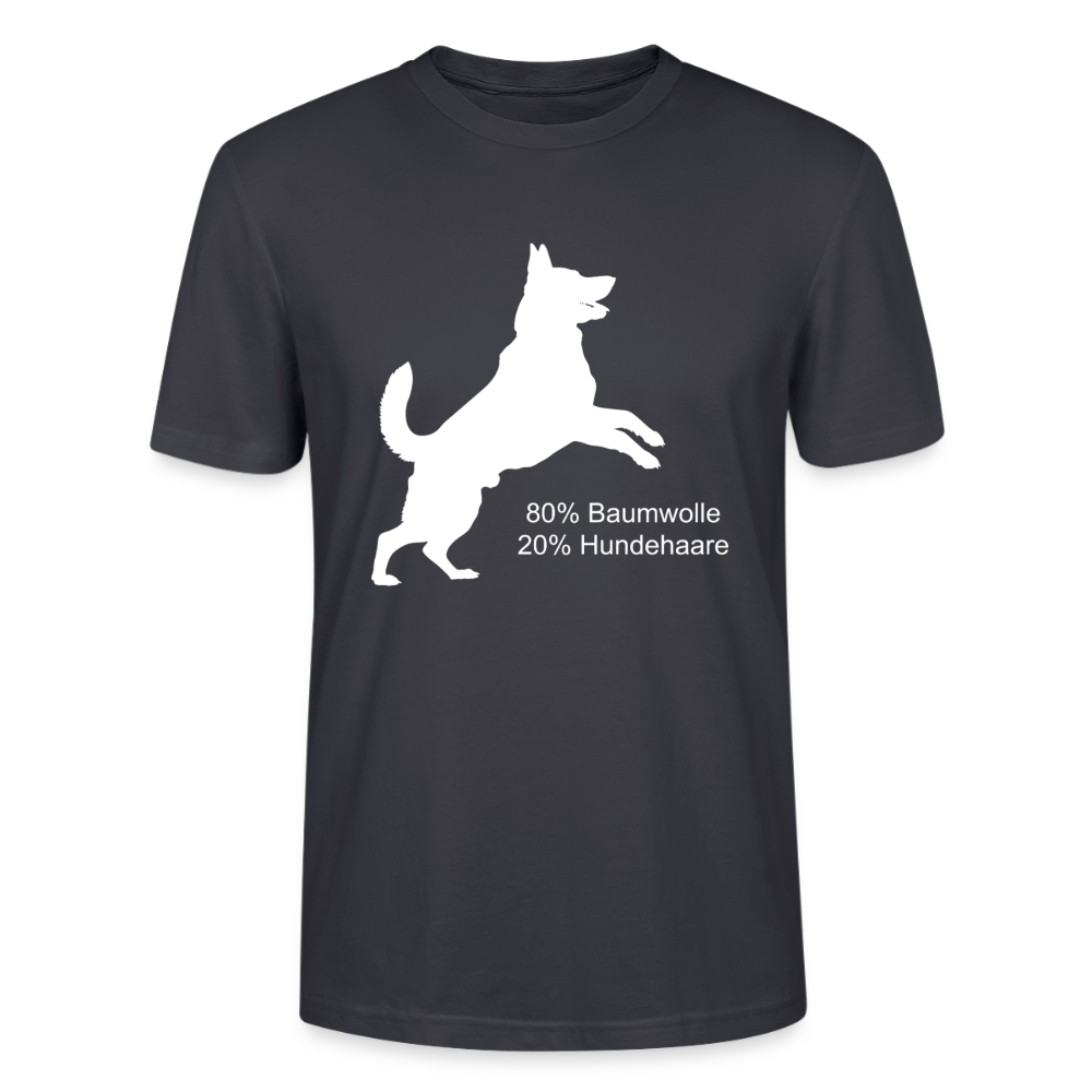 Unisex Sprüche T-Shirt '80% Baumwolle. 20% Hundehaare.' - Dunkles Graublau