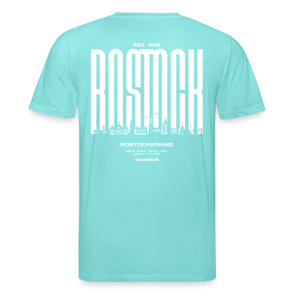 Rostock 'Rostockerkind' Bio T-Shirt Unisex Back Print Farbe 180 g/m² - Poolblau