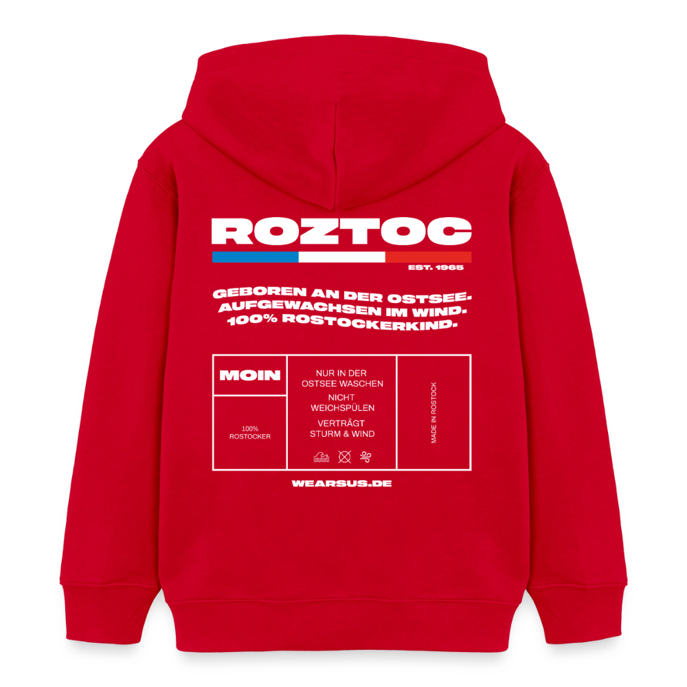 Rostock 'ROZTOC' Edition Bio Zip Hoodie Kinder 3-8 Jahre Farbe - Rot