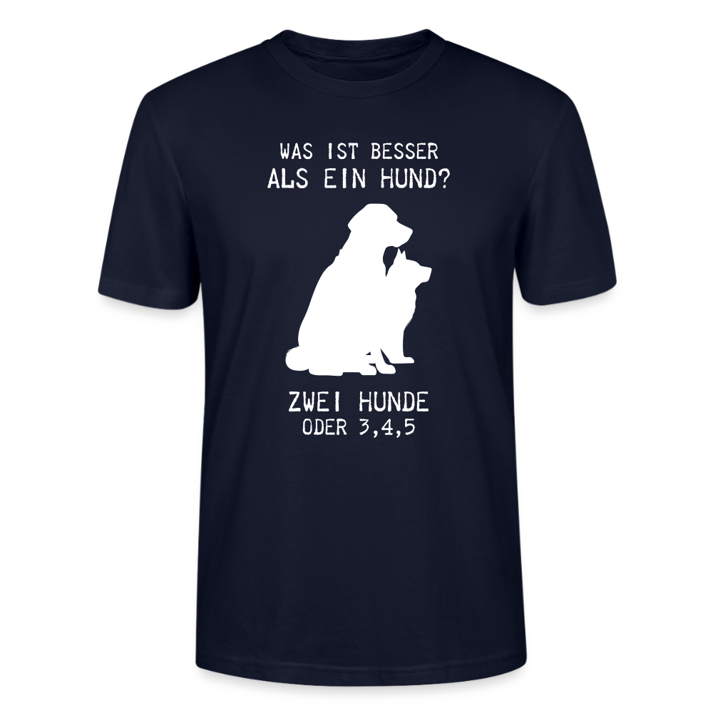 Unisex Sprüche T-Shirt 'Was ist besser als ein Hund? Zwei Hunde oder 3,4,5' - Navy
