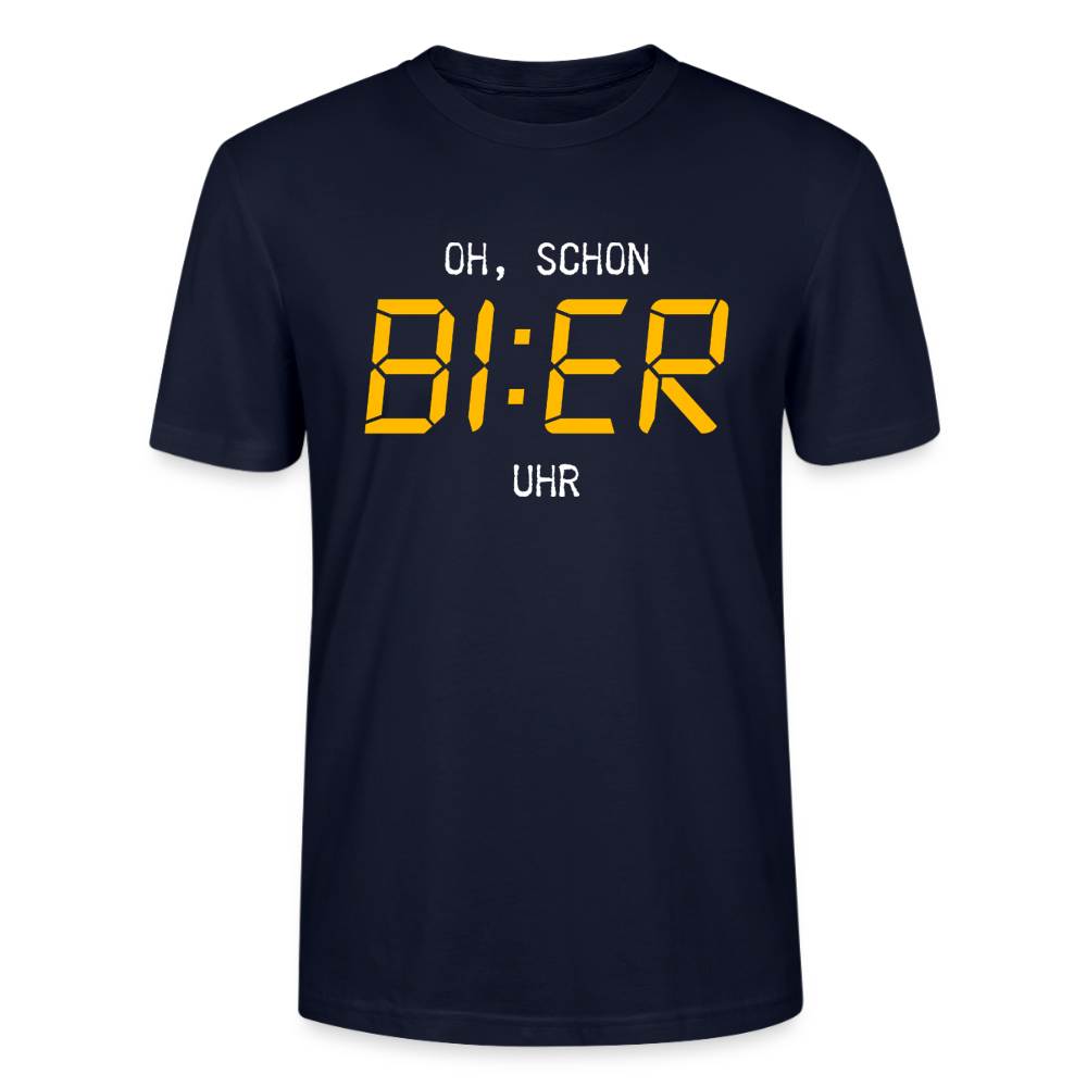 Unisex Sprüche T-Shirt 'Oh, schon Bier Uhr' - Navy