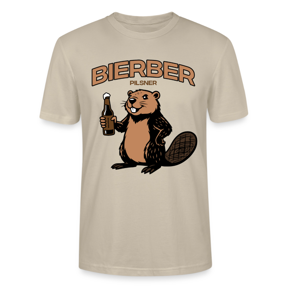 Unisex Sprüche T-Shirt 'Bierber Pilsner' Frontprint - Beige