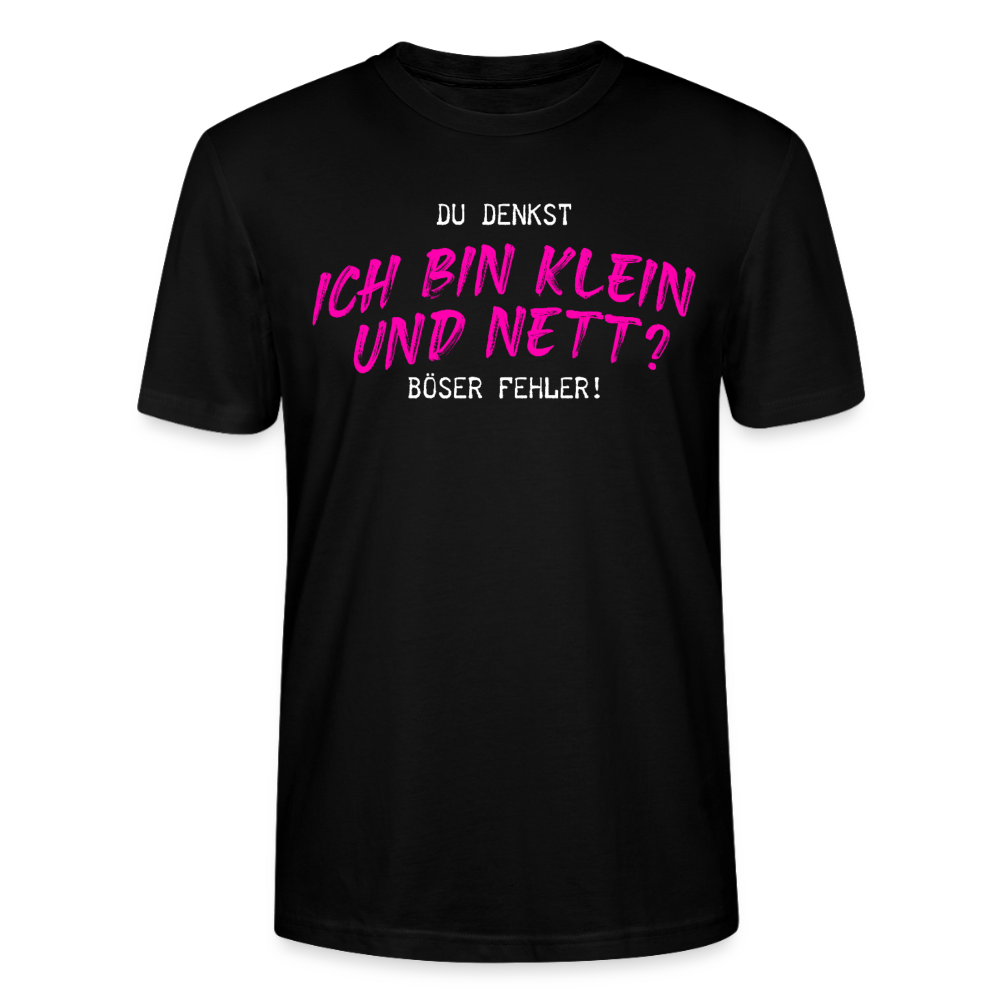 Damen Sprüche T-Shirt 'Du denkst ich bin klein und nett? Böser Fehler!' - Schwarz