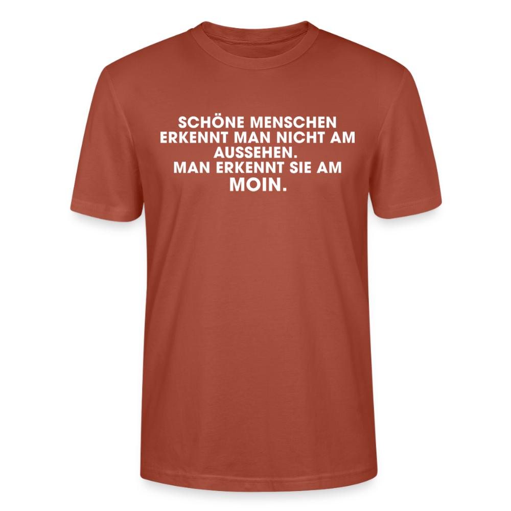 Unisex Sprüche T-Shirt 'Schöne Menschen erkennt man am Moin' Fun Shirt - Terrakotta