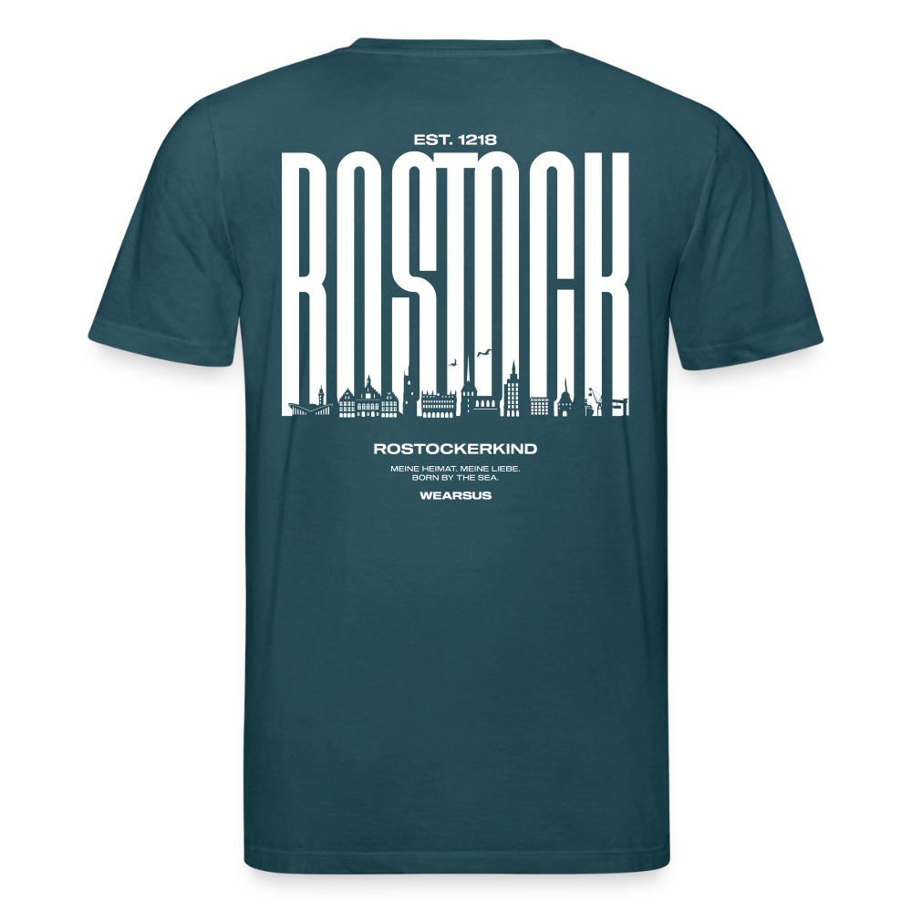 Rostock 'Rostockerkind' Bio T-Shirt Unisex Back Print Farbe 180 g/m² - Dunkles Petrol