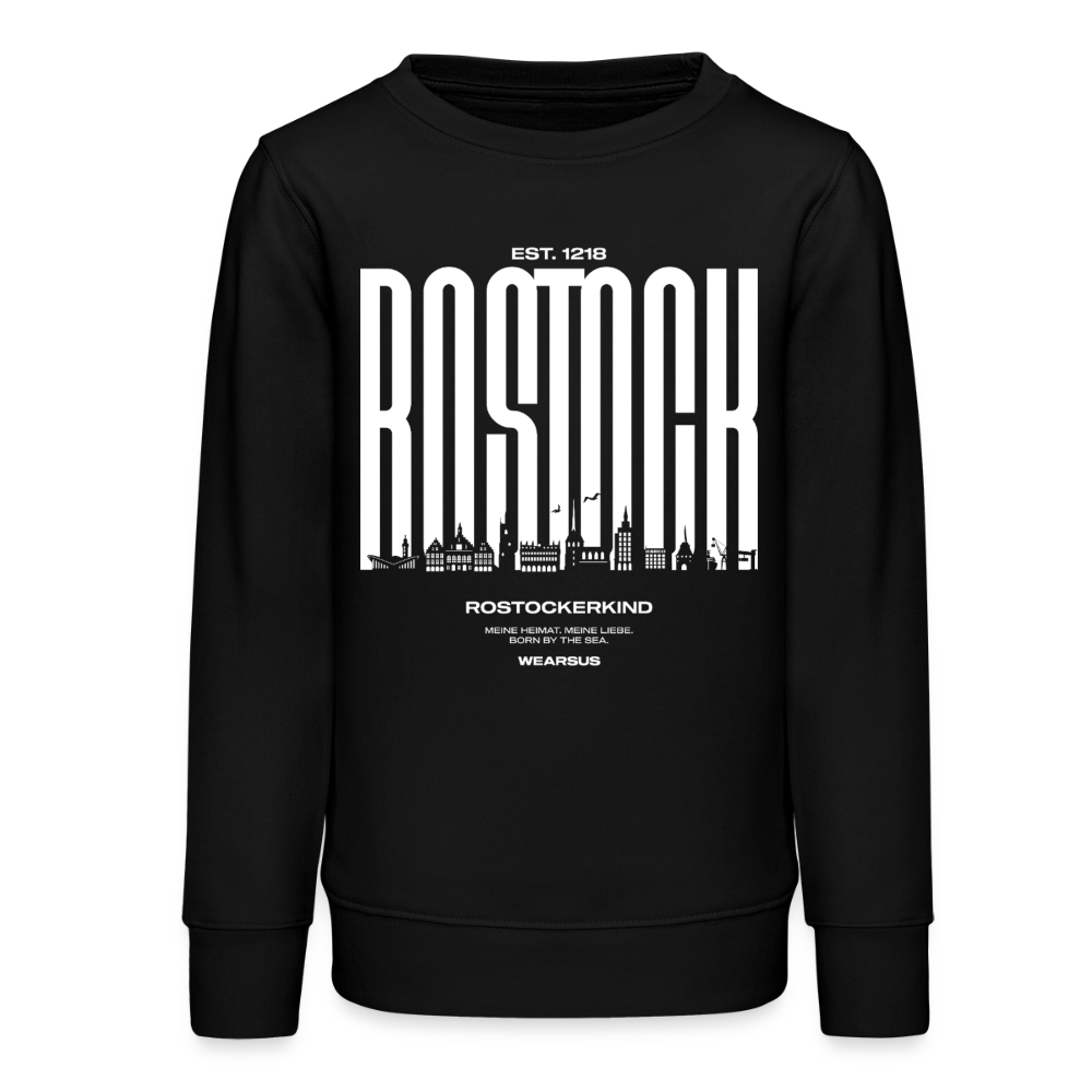 Rostock 'Rostockerkind' Bio Sweatshirt Kinder 9-13 Jahre Front Print - Schwarz