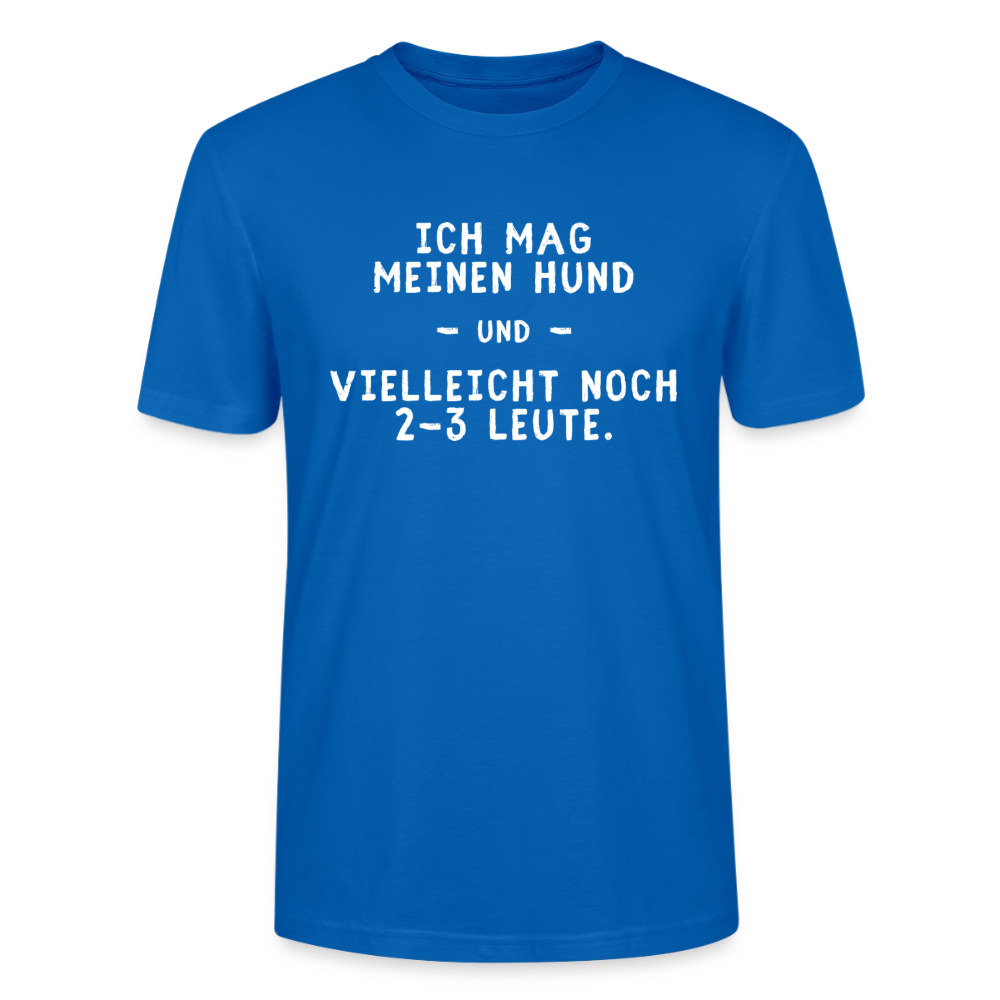 Unisex Sprüche T-Shirt 'Ich mag meinen Hund und vielleicht noch 2-3 Leute.' - Pfauenblau