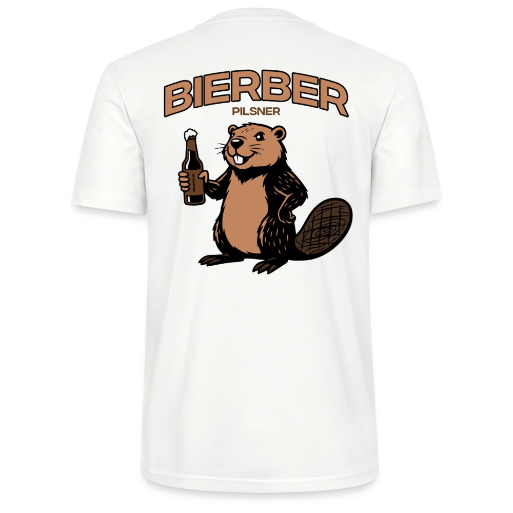 Unisex Sprüche T-Shirt 'Bierber Pilsner Biber' Backprint - Weiß