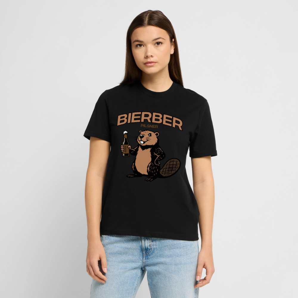 Unisex Sprüche T-Shirt 'Bierber Pilsner' Frontprint - Schwarz
