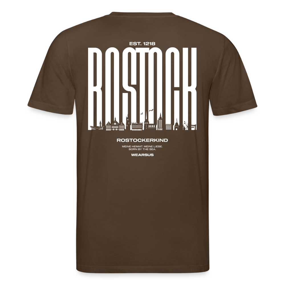 Rostock 'Rostockerkind' Bio T-Shirt Unisex Back Print Farbe 180 g/m² - Dunkelbraun