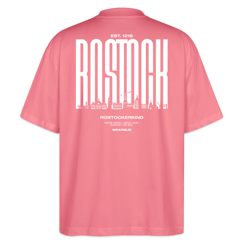 Rostock 'Rostockerkind' Bio Oversized T-Shirt Unisex Back Print Farbe - Pink 