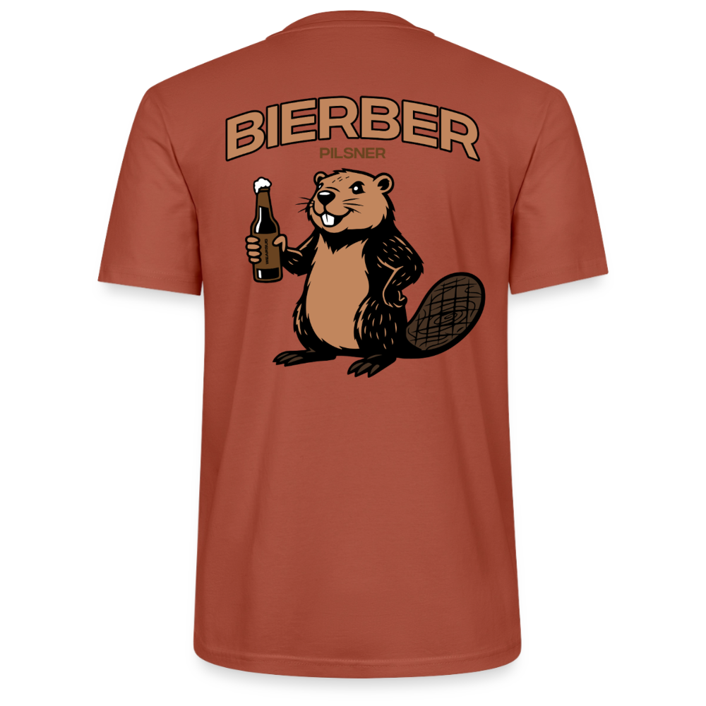 Unisex Sprüche T-Shirt 'Bierber Pilsner Biber' Backprint - Terrakotta