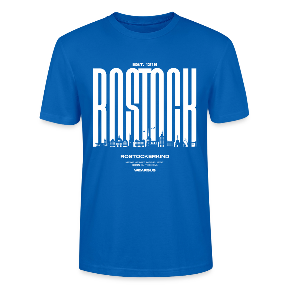 Rostock 'Rostockerkind' Bio T-Shirt Unisex Front Print Farbe - Pfauenblau