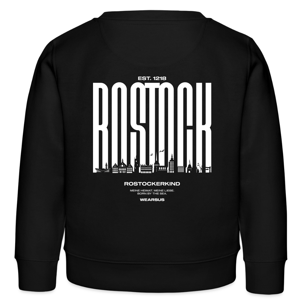 Rostock 'Rostockerkind' Bio Sweatshirt Kinder 3-8 Jahre Back Print - Schwarz