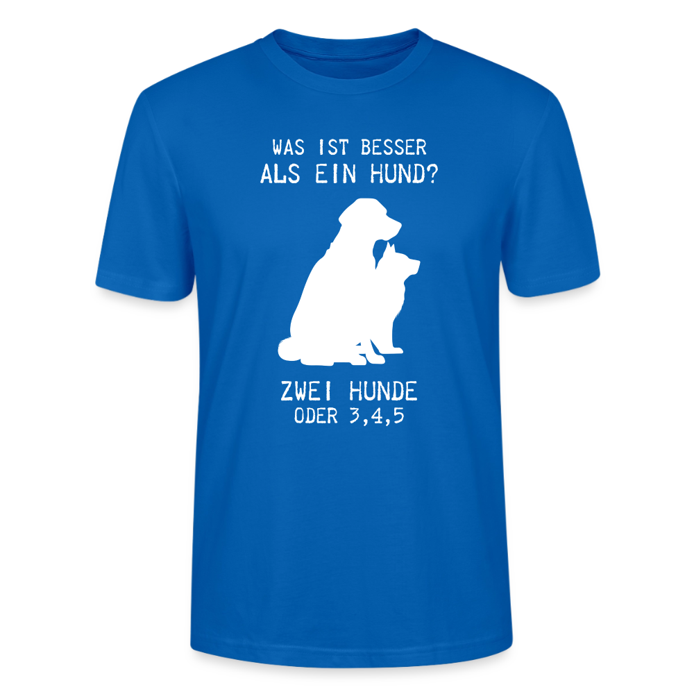 Unisex Sprüche T-Shirt 'Was ist besser als ein Hund? Zwei Hunde oder 3,4,5' - Pfauenblau