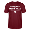 Unisex Sprüche T-Shirt 'Ich liebe es wenn meine Frau mir Bier bringt' - Burgunderrot