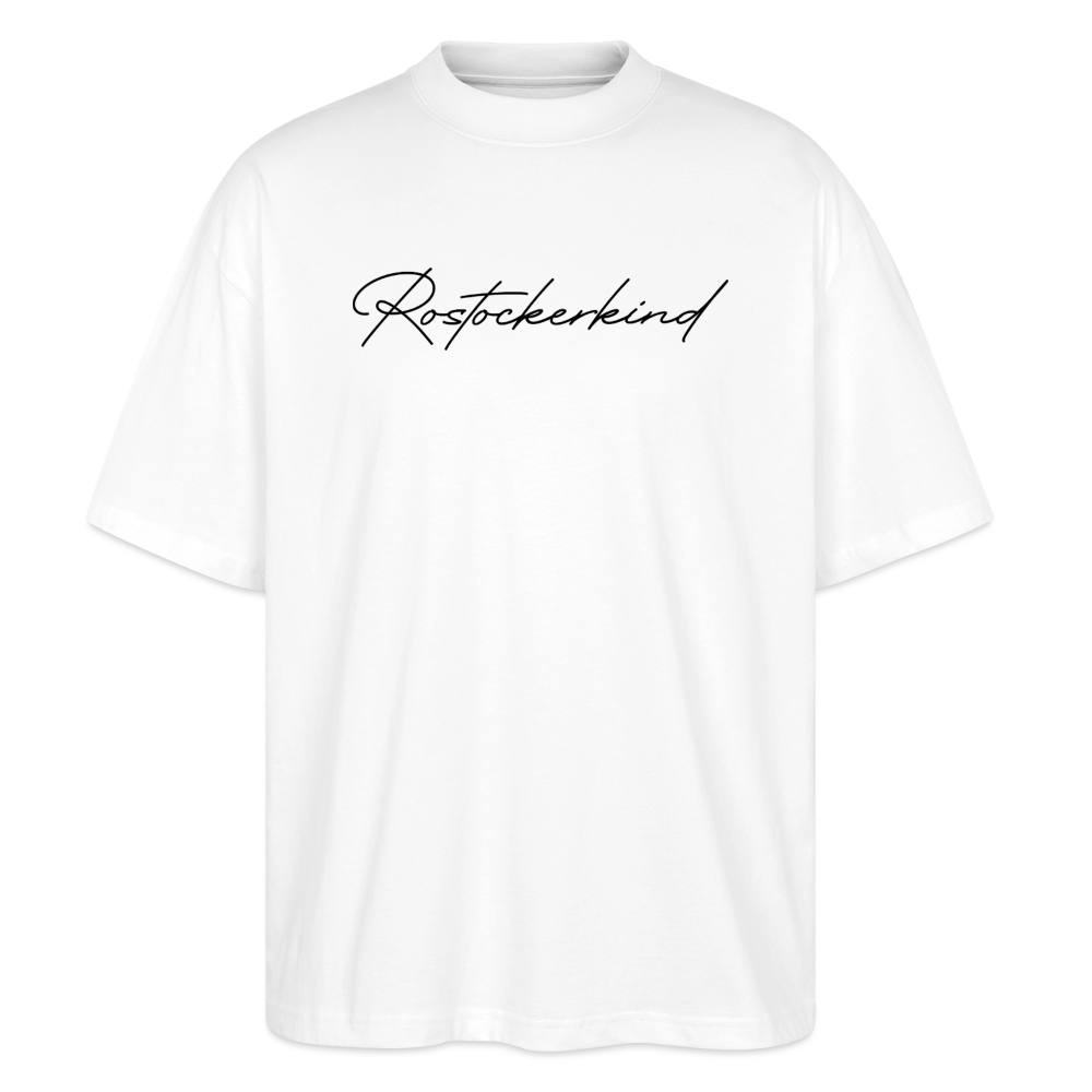 Rostock 'Rostockerkind' Signature Bio Oversized T-Shirt Unisex Frontprint schwarz - Weiß