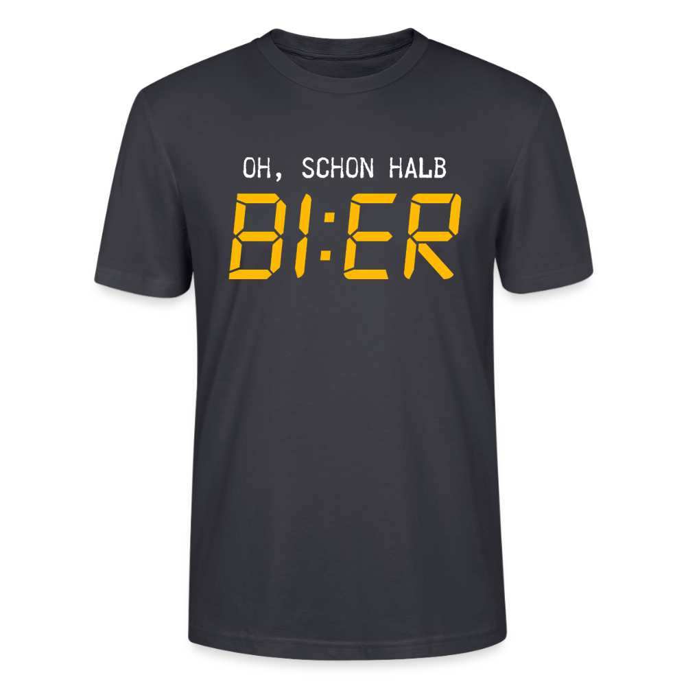 Unisex Sprüche T-Shirt 'Oh, schon halb Bier' - Dunkles Graublau