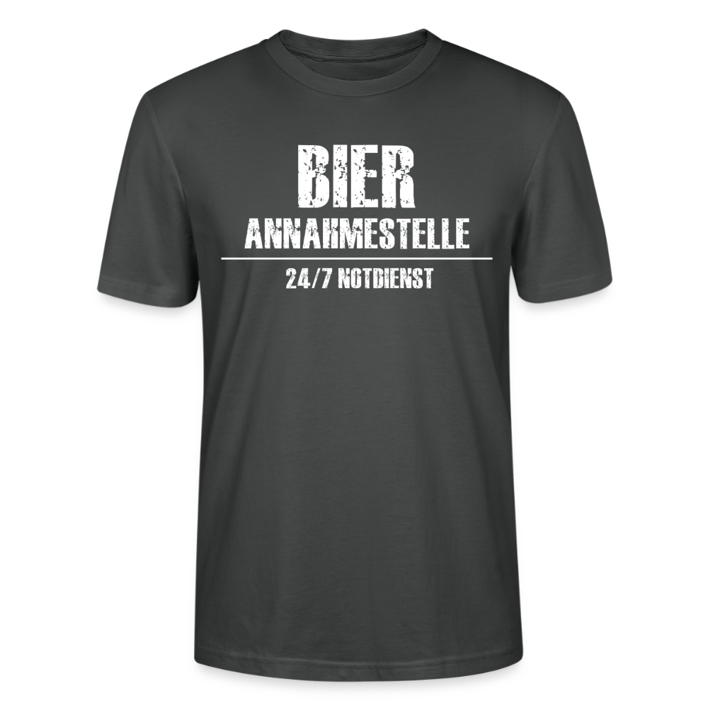 Unisex Sprüche T-Shirt 'Bier Annahmestelle 24/7 Notdienst' - Anthrazit