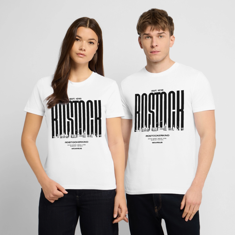 Rostock 'Rostockerkind' Bio T-Shirt Unisex Front Print weiß - Weiß