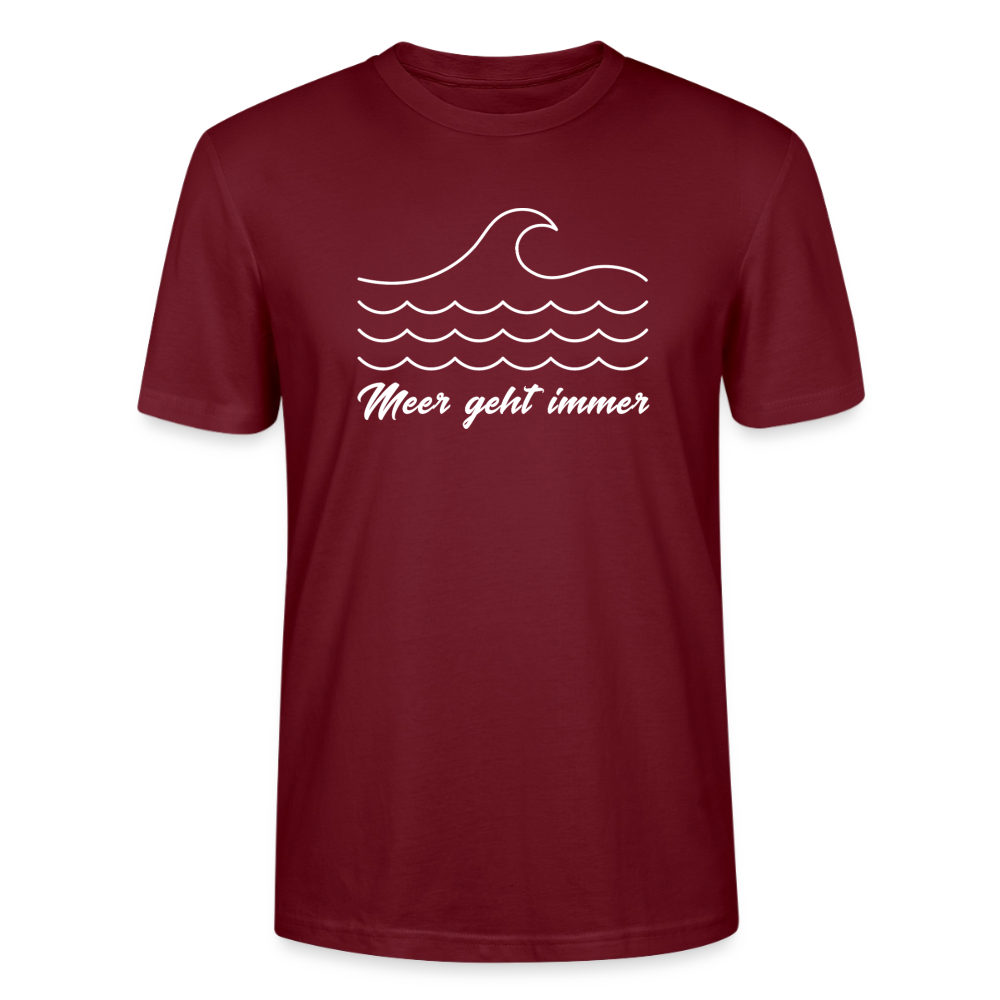 Unisex Sprüche T-Shirt ‘Meer geht immer’ Fun Shirt - Burgunderrot
