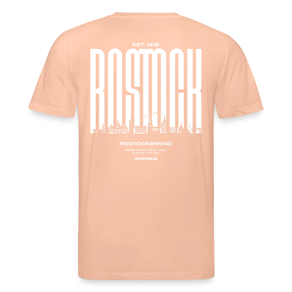 Rostock 'Rostockerkind' Bio T-Shirt Unisex Back Print Farbe 180 g/m² - Pfirsich