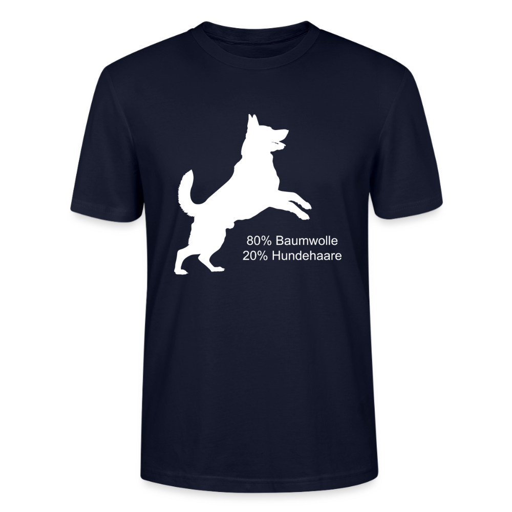 Unisex Sprüche T-Shirt '80% Baumwolle. 20% Hundehaare.' - Navy