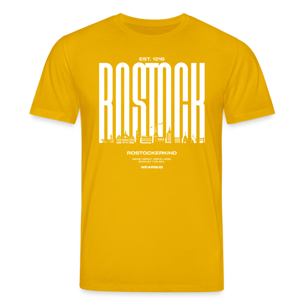 Rostock 'Rostockerkind' Bio T-Shirt Unisex Front Print Farbe 180 g/m² - Spektralgelb