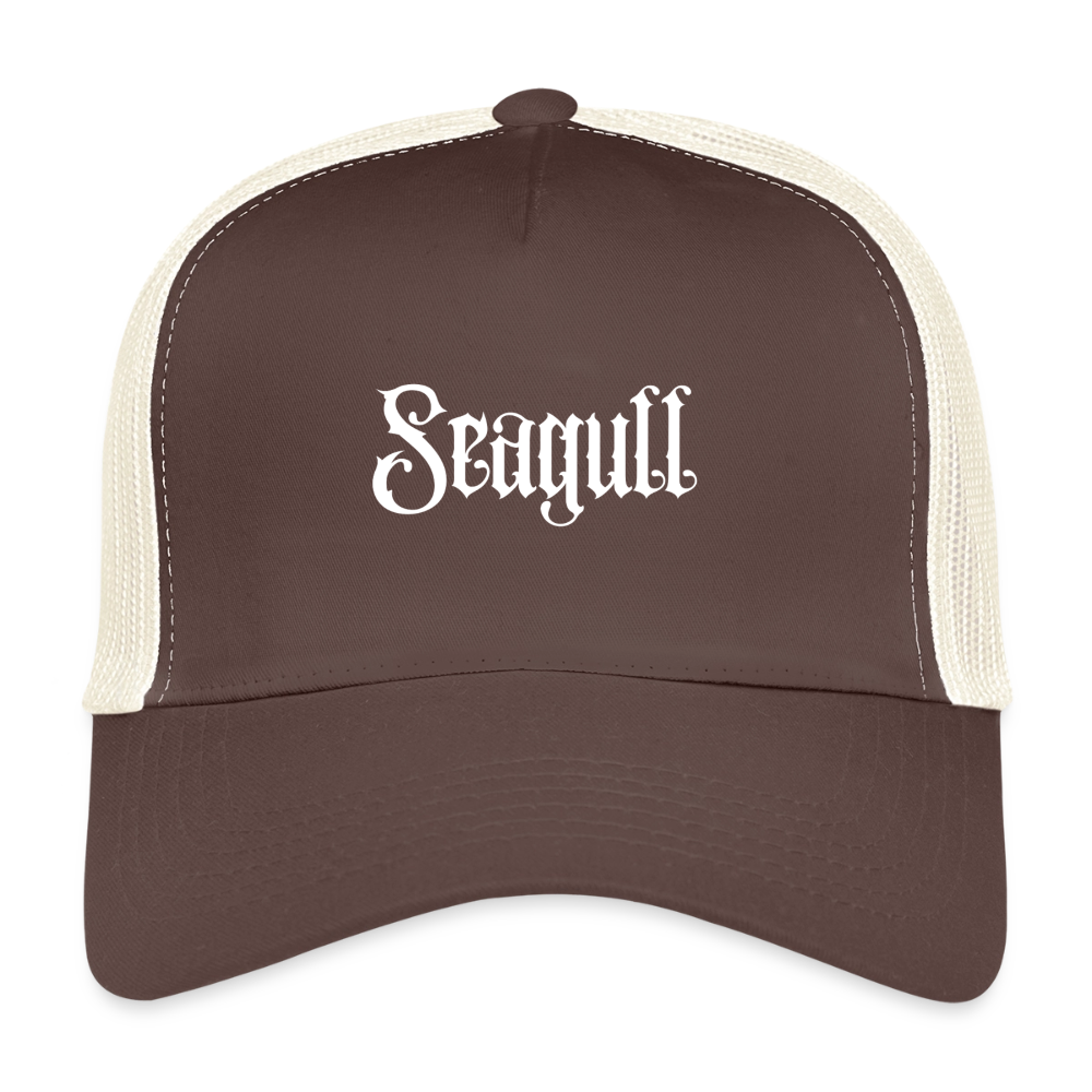 Rostock 'SEAGULL' Trucker Cap mit weißem Print - Braun/Beige