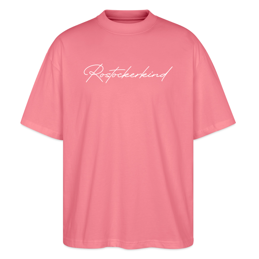 Rostock 'Rostockerkind' Signature Bio Oversized T-Shirt Unisex Frontprint weiß - Pink 