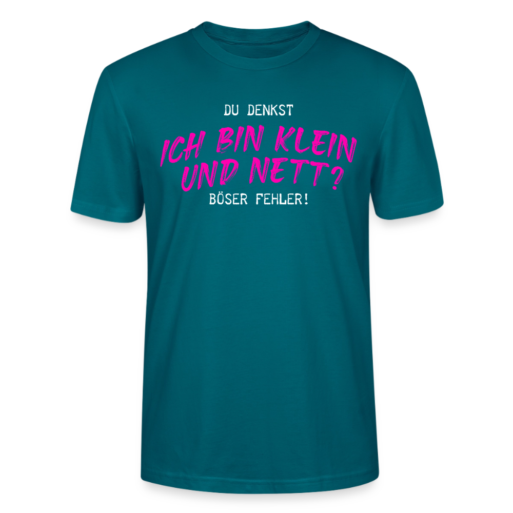 Damen Sprüche T-Shirt 'Du denkst ich bin klein und nett? Böser Fehler!' - Ozeanblau
