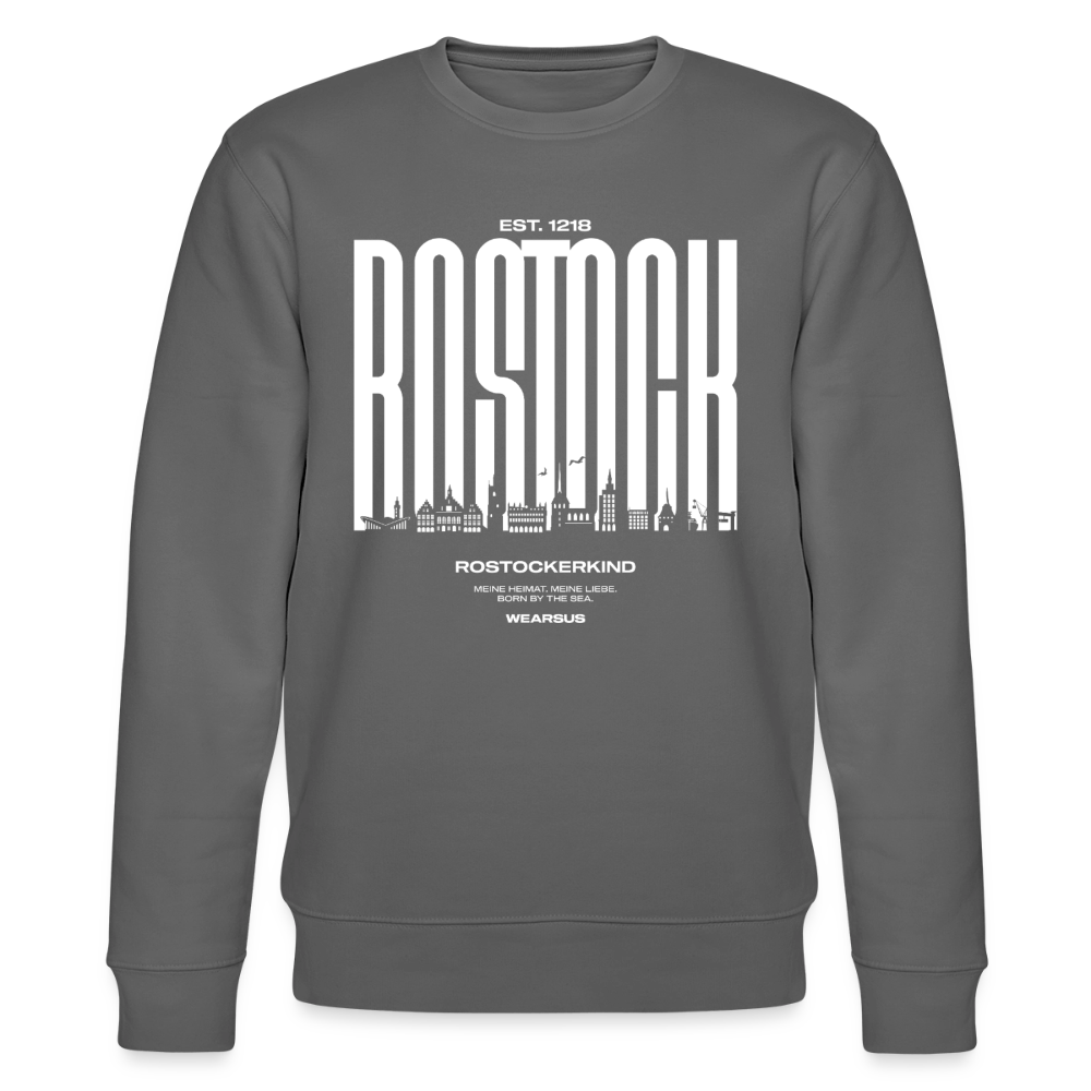 Rostock 'Rostockerkind' Bio Sweatshirt Unisex Front Print weiß - Anthrazit