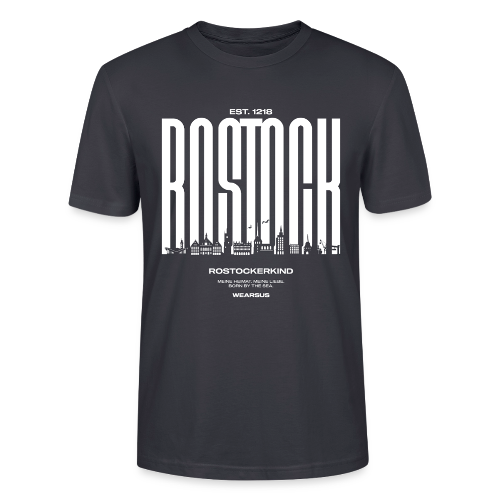 Rostock 'Rostockerkind' Bio T-Shirt Unisex Front Print Farbe - Dunkles Graublau