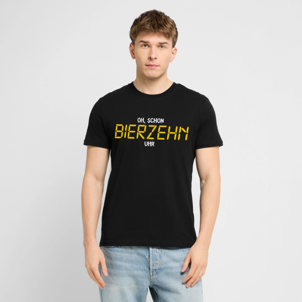 Unisex Sprüche T-Shirt 'Oh, schon Bierzehn Uhr' - Schwarz