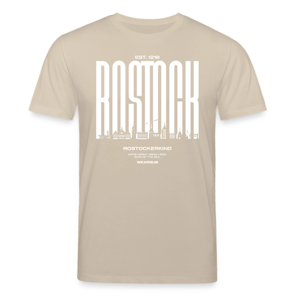 Rostock 'Rostockerkind' Bio T-Shirt Unisex Front Print Farbe 180 g/m² - Beige