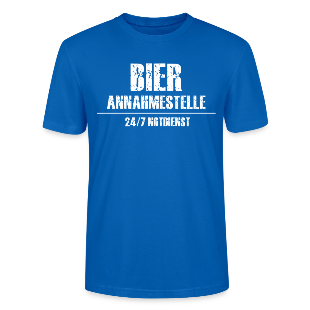 Unisex Sprüche T-Shirt 'Bier Annahmestelle 24/7 Notdienst' - Pfauenblau