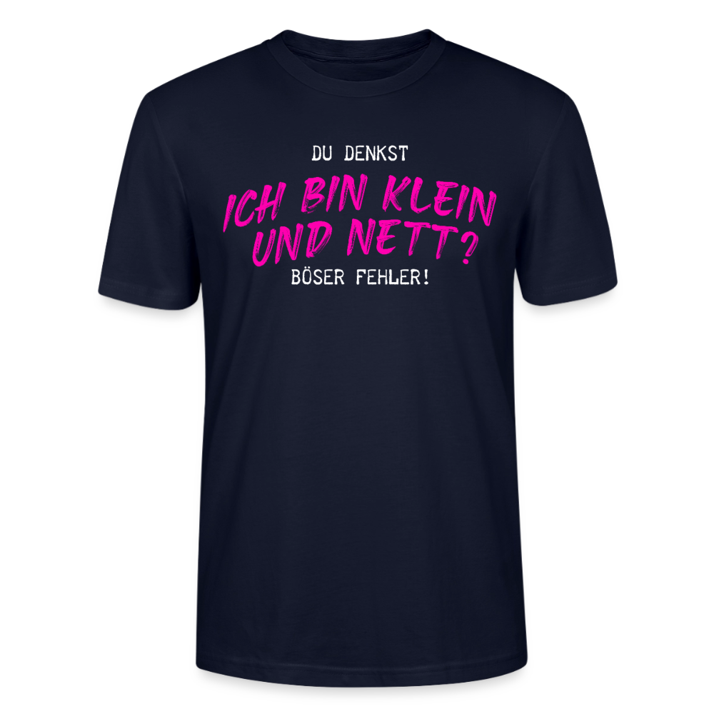 Damen Sprüche T-Shirt 'Du denkst ich bin klein und nett? Böser Fehler!' - Navy