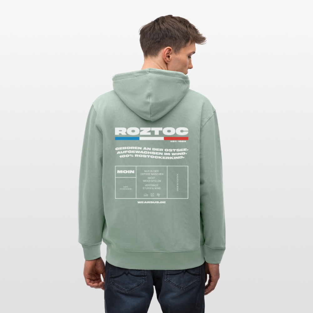 Rostock 'ROZTOC' Edition Bio Zip Hoodie Herren - Helles Graugrün