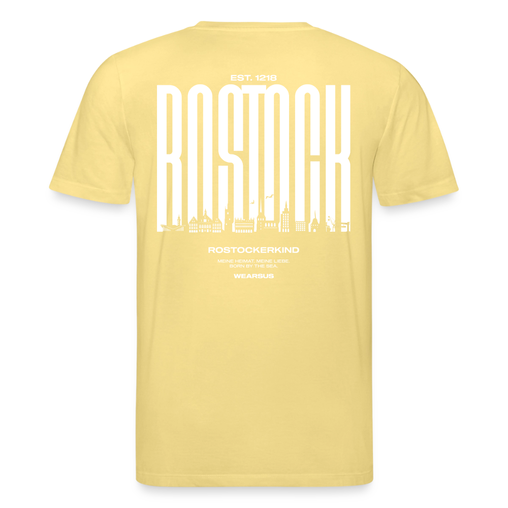 Rostock 'Rostockerkind' Bio T-Shirt Unisex Back Print Farbe 180 g/m² - Gelb Viva 