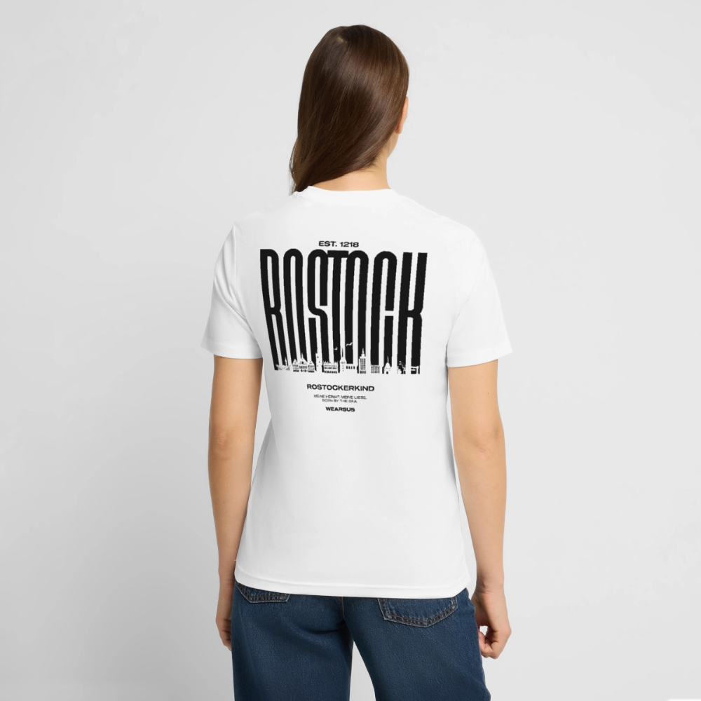 Rostock 'Rostockerkind' Bio T-Shirt Unisex Back Print weiß 180 g/m² - Weiß