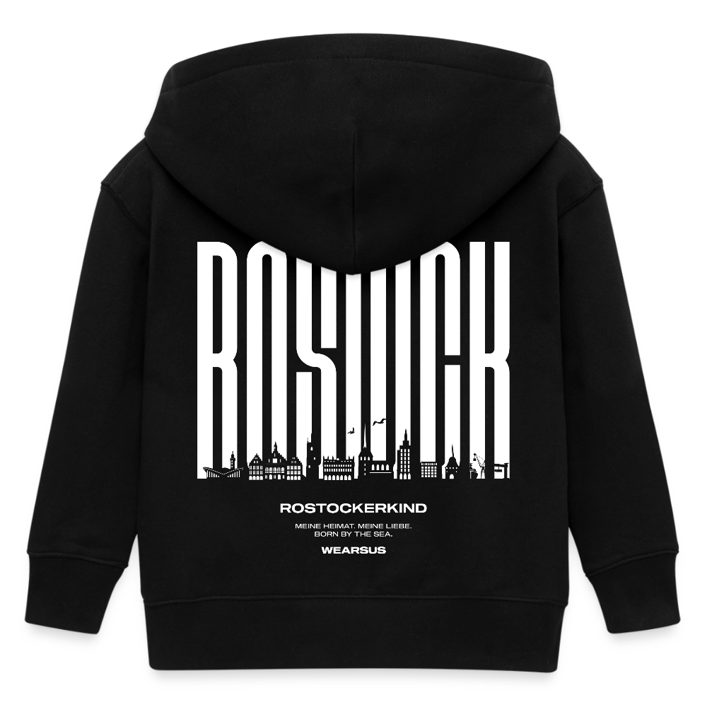 Rostock 'Rostockerkind' Bio Zip Hoodie Kinder 3-8 Jahre - Schwarz