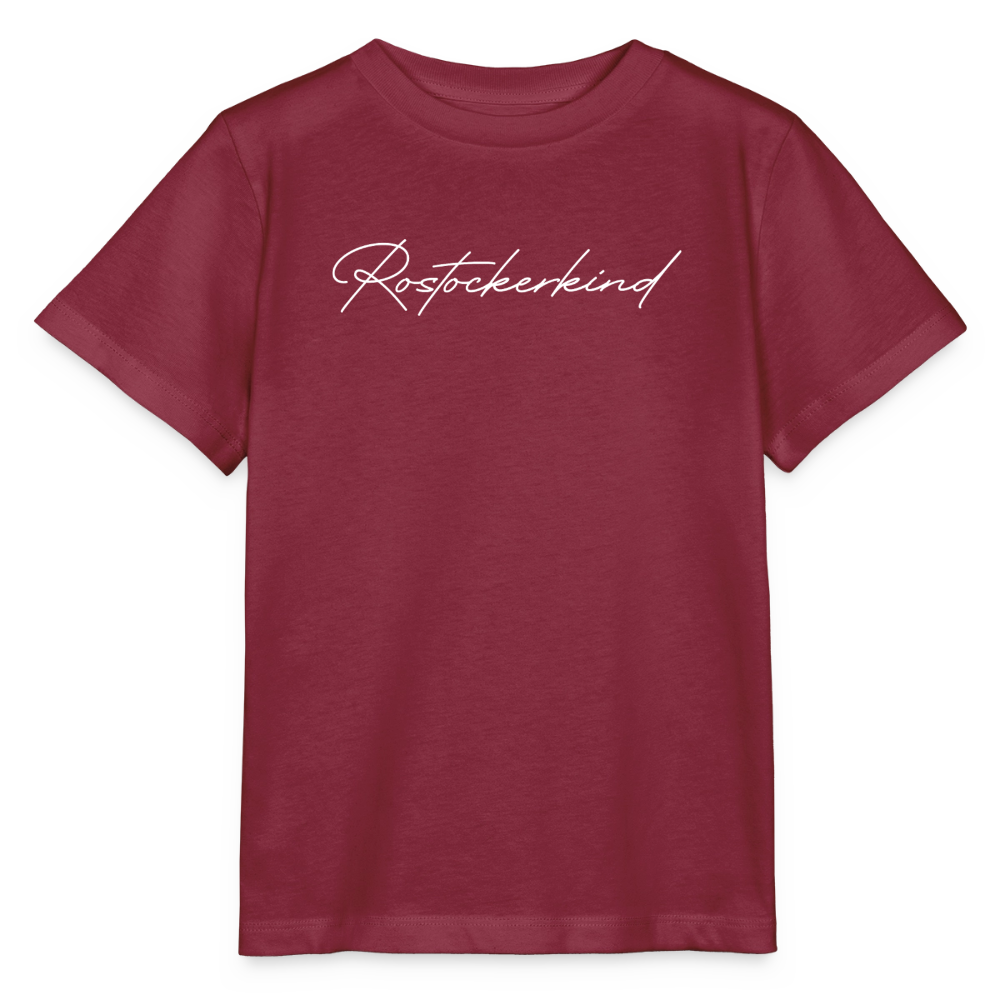 Rostock 'Rostockerkind' Signature Bio T-Shirt Kinder 3-8 Jahre - Burgunderrot