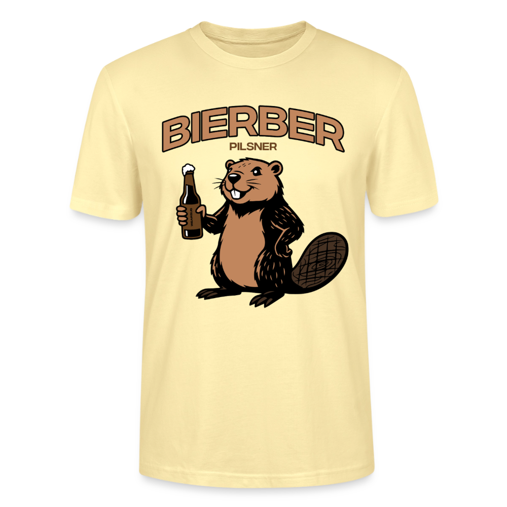 Unisex Sprüche T-Shirt 'Bierber Pilsner' Frontprint - Creme