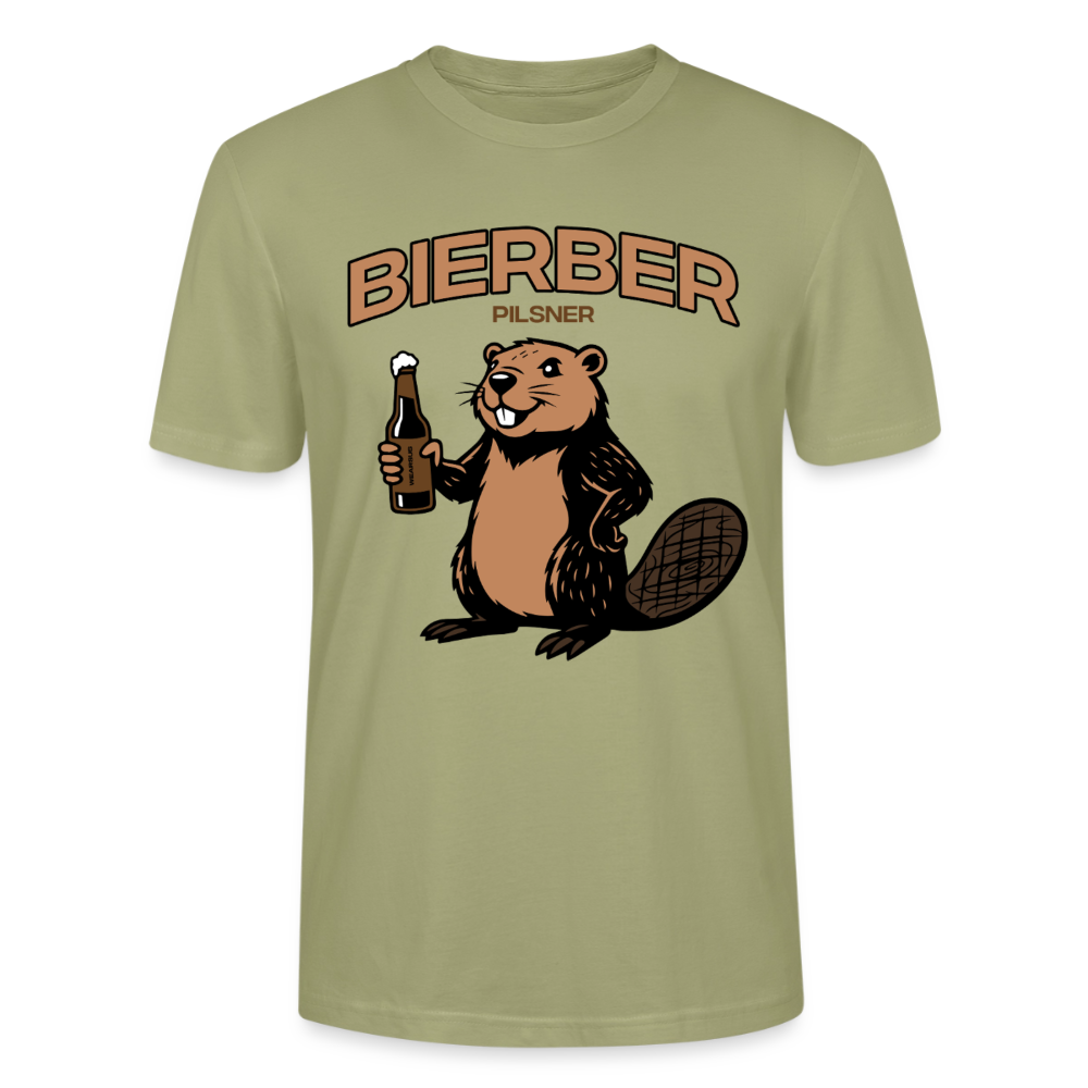 Unisex Sprüche T-Shirt 'Bierber Pilsner' Frontprint - Nebelgrün