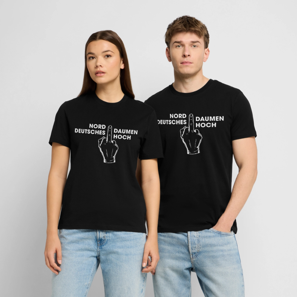 Unisex Sprüche T-Shirt 'Norddeutsches Daumen hoch' Fun Shirt - Schwarz
