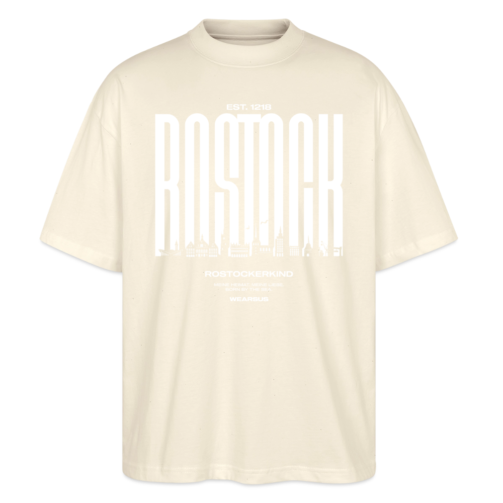 Rostock 'Rostockerkind' Bio Oversized T-Shirt Unisex Front Print Farbe - Natur