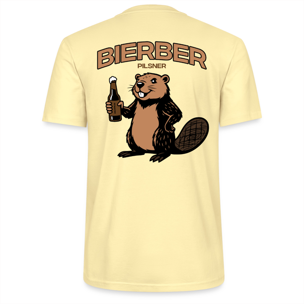 Unisex Sprüche T-Shirt 'Bierber Pilsner Biber' Backprint - Creme