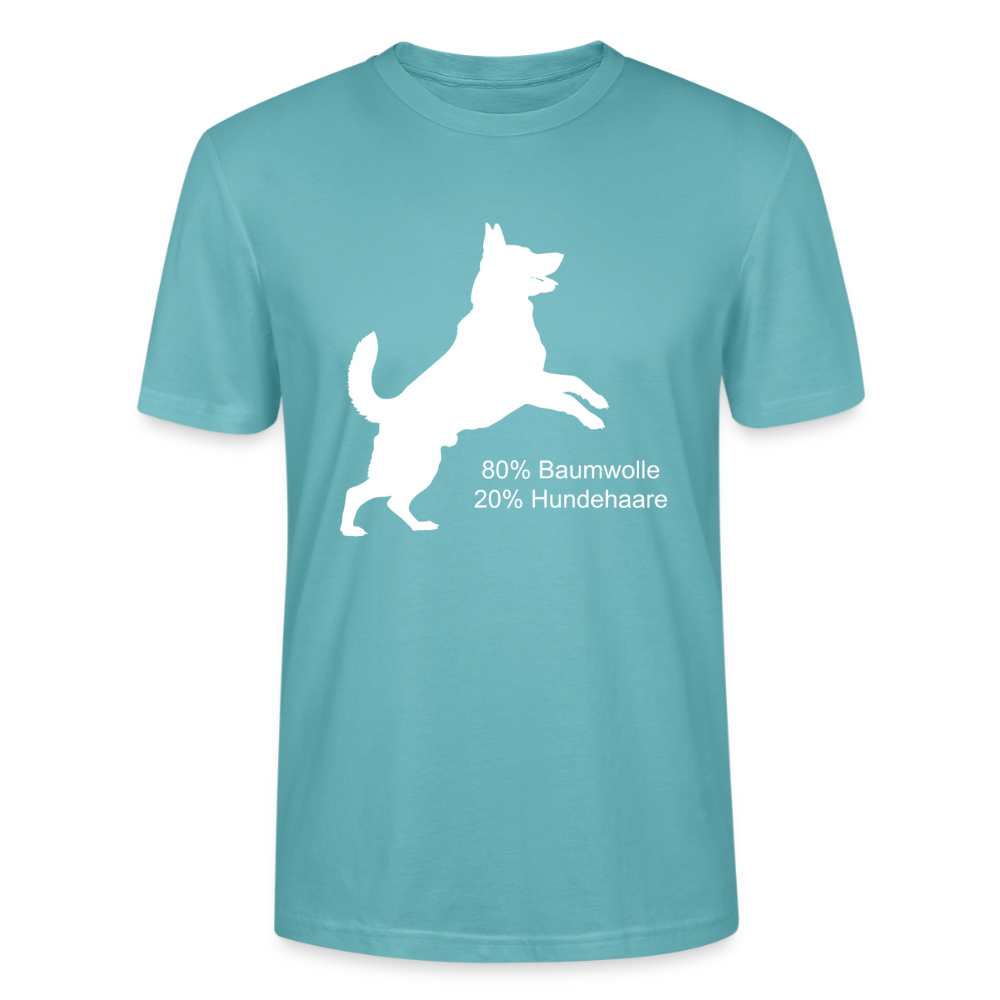 Unisex Sprüche T-Shirt '80% Baumwolle. 20% Hundehaare.' - Pastelltürkis